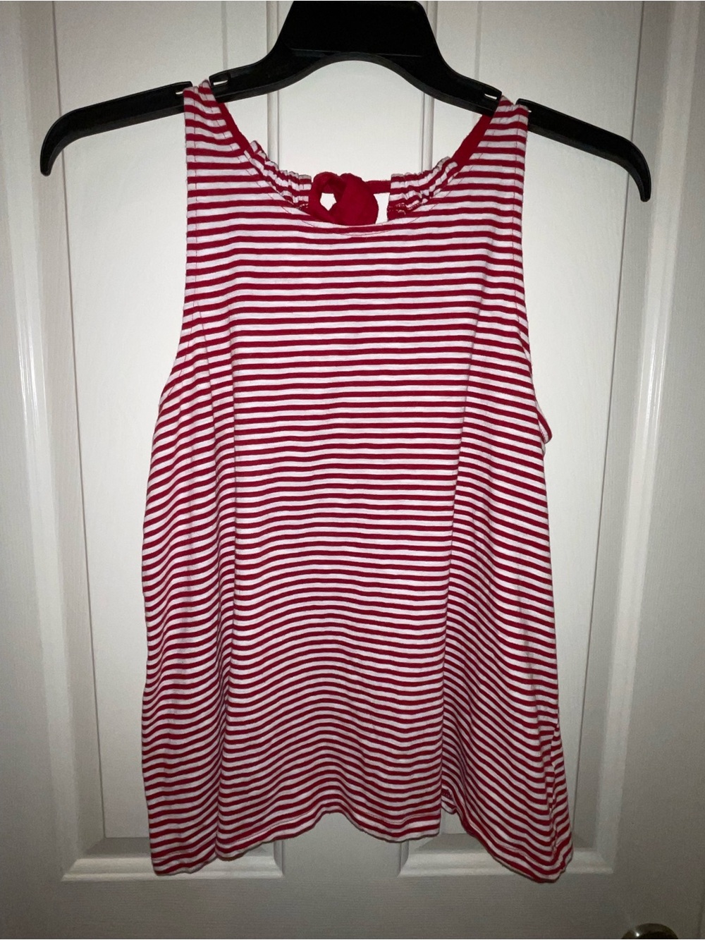 Old Navy Red & White Women’s L Striped Sleeveless Tank Top with Back Bow Tie